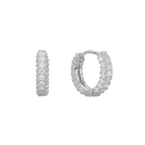 Dainty and Darling! Rhodium Plated CZ Click Hoop Earrings