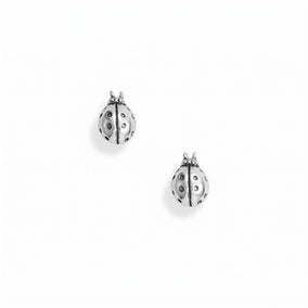 Oxidized Ladybug Stud Earrings