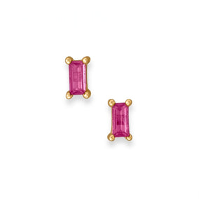 14 Karat Gold Plated Fuschia Baguette CZ Earrings