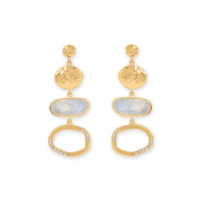 14 Karat Gold Plated Rainbow Moonstone Drop Earrings