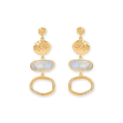 14 Karat Gold Plated Rainbow Moonstone Drop Earrings