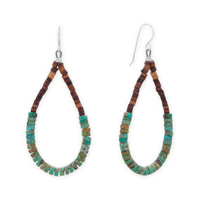 Turquoise and Pen Shell Heishi Bead Earrings
