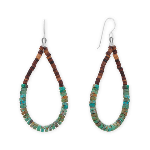 Turquoise and Pen Shell Heishi Bead Earrings