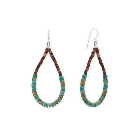 Turquoise and Pen Shell Heishi Bead Earrings
