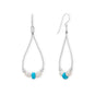 Cultured Freshwater Pearl and Turquoise Liquid Silver Pear Outline Earrings
