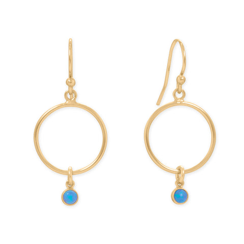 14/20 Gold Filled Circle and Blue Opal Earrings