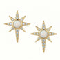 14 Karat Gold Plated Synthetic Opal and CZ Northern Star Stud Earrings