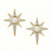 14 Karat Gold Plated Synthetic Opal and CZ Northern Star Stud Earrings