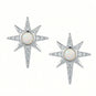 Polished Synthetic Opal and CZ Northern Star Stud Earrings