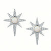 Polished Synthetic Opal and CZ Northern Star Stud Earrings