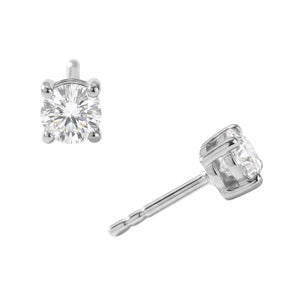 Rhodium Plated Solitaire Lab Grown Diamond Stud Earrings