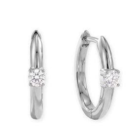 Rhodium Plated Solitaire Lab Grown Diamond Hoop Earrings