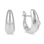 Rhodium Plated Dome Lab Grown Diamond Hoop Earrings