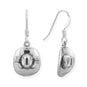 Oxidized Cowgirl Hat Charm Drop Earrings