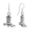 Oxidized Cowgirl Boot Charm Drop Earrings