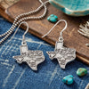 Oxidized Texas State Charm Drop Earrings