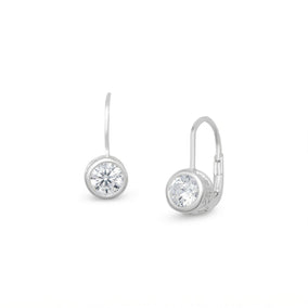 Bezel Set CZ Lever Earrings