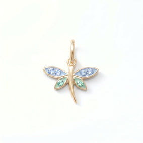 Silver or Gold Epoxy Dragonfly Charm with Crystals