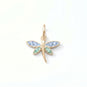 Silver or Gold Epoxy Dragonfly Charm with Crystals