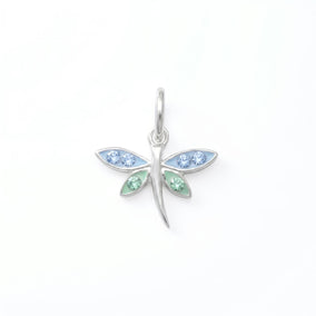 Silver or Gold Epoxy Dragonfly Charm with Crystals
