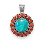 Reconstituted Turquoise and Coral Sunburst Pendant