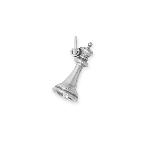 Oxidized 3D Queen Chess Piece Charm