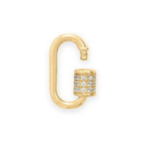 14 Karat Gold Plated CZ Carabiner Adapter Component