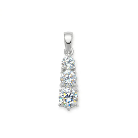 Graduated Three CZ Drop Pendant