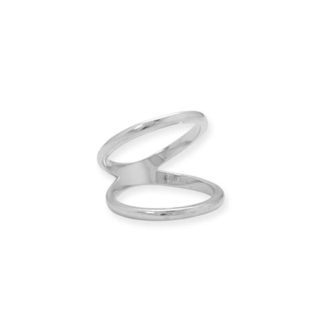 Rhodium Plated Double Band Knuckle Ring