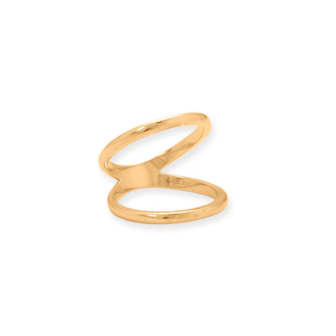 14 Karat Gold Plated Double Band Knuckle Ring