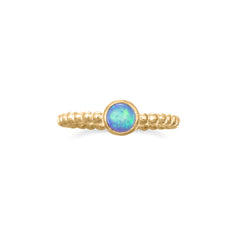 14 Karat Gold Plated Synthetic Blue Opal Ring