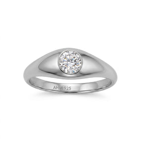 Rhodium Plated Solitaire Lab Grown Diamond Ring