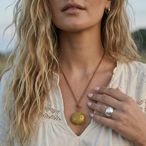 Adjustable 30" Tan Leather and Ceramic Bead Necklace