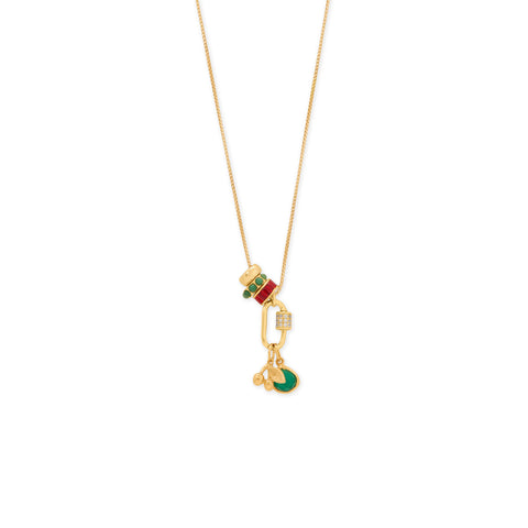Dainty 14 Karat Gold Plated Two Cherries with Leaf Charm