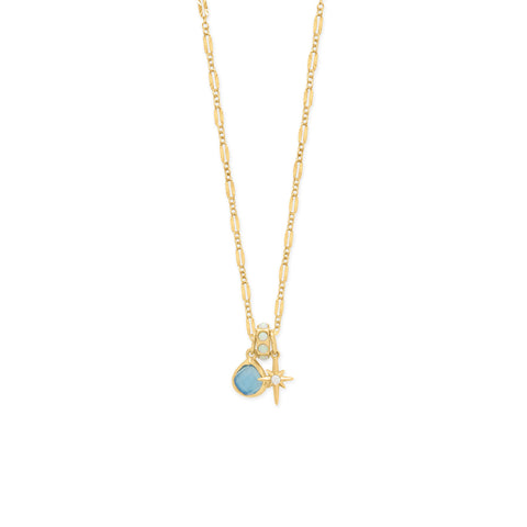 Dainty 14 Karat Gold Plated CZ Northern Star Charm