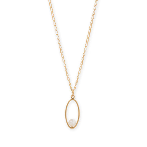 Floating 4.5mm Near Round Cultured Freshwater Pearl Necklace