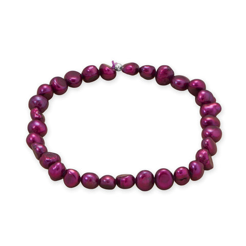 Plum Cultured Freshwater Pearl Stretch Bracelet