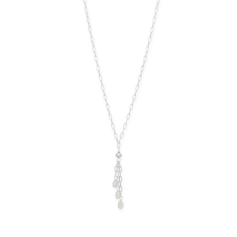 16" Crinkly Cultured Freshwater Pearl and Triple Paperclip Chain Drop Necklace