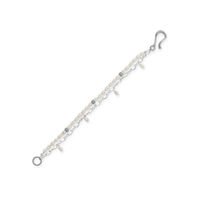 7.25" Crinkly Cultured Freshwater Rice Pearl Charm Bracelet