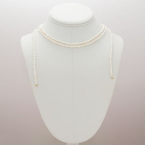24" 14/20 Gold Filled Two Strand Cultured Freshwater Rice Pearl Lariat Necklace