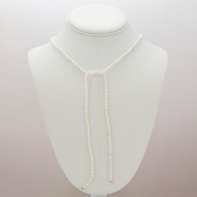 24" 14/20 Gold Filled Two Strand Cultured Freshwater Rice Pearl Lariat Necklace