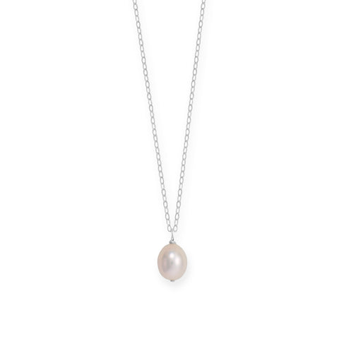 16" + 2" Natural Color Cultured Freshwater Rice Pearl Necklace