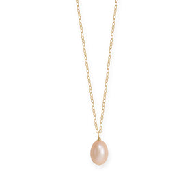 16" + 2" 14/20 Gold Filled Natural Color Cultured Freshwater Rice Pearl Necklace