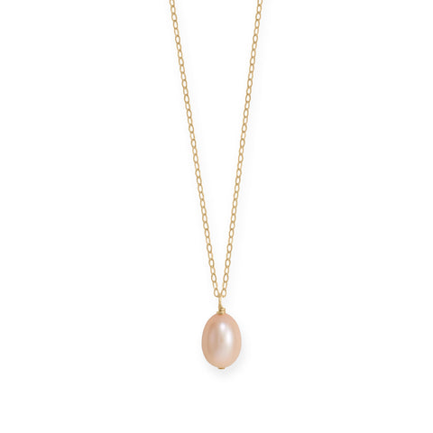 16" + 2" 14/20 Gold Filled Natural Color Cultured Freshwater Rice Pearl Necklace
