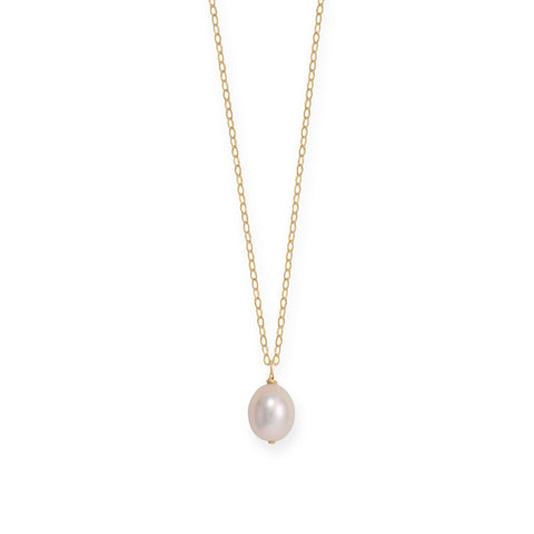 16" + 2" 14/20 Gold Filled Natural Color Cultured Freshwater Rice Pearl Necklace