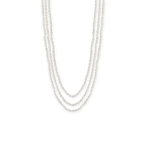 15" + 3" 14/20 Gold Filled Three Strand Cultured Freshwater Rice Pearl Necklace