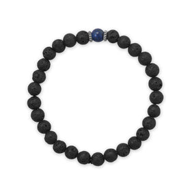 Lapis and Lava Bead Stretch Bracelet
