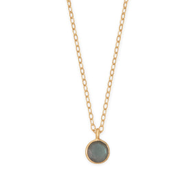 16" + 2" 14/20 Gold Filled 5mm Labradorite Charm Necklace