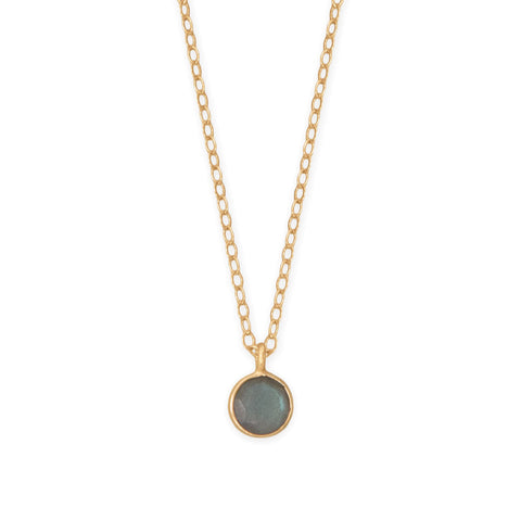 16" + 2" 14/20 Gold Filled 5mm Labradorite Charm Necklace