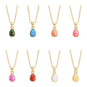 16" + 2" 14 Karat Gold Plated Pear Synthetic Opal Fashion Necklace